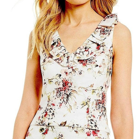 Antonio Melani Crop Top 0 NWT Floral Ruffle Boho V-neck Formal Casual - Picture 8 of 8